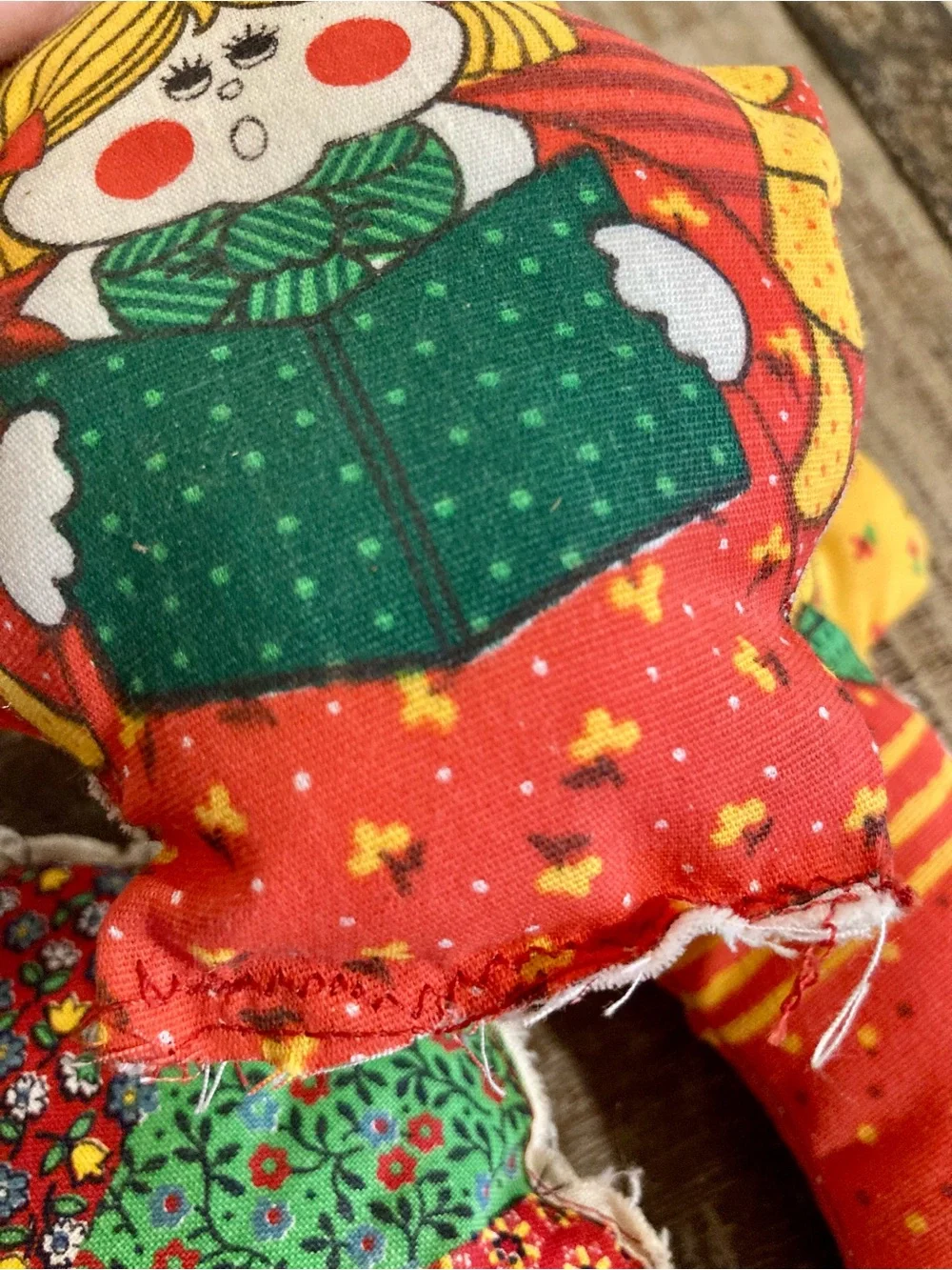 Vintage Handmade Patchwork Christmas Ornaments - Set of 4